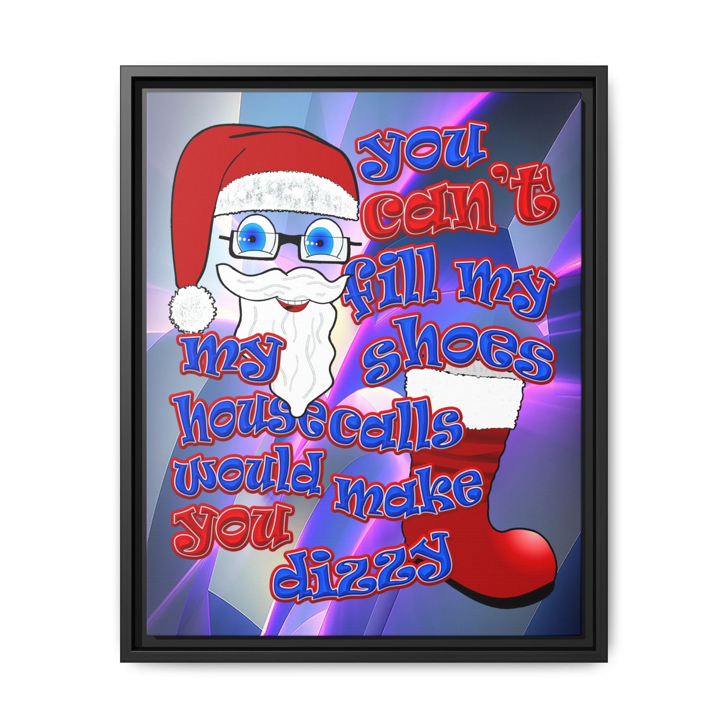 santa's shoes - framed canvas art (grey-pink wave)