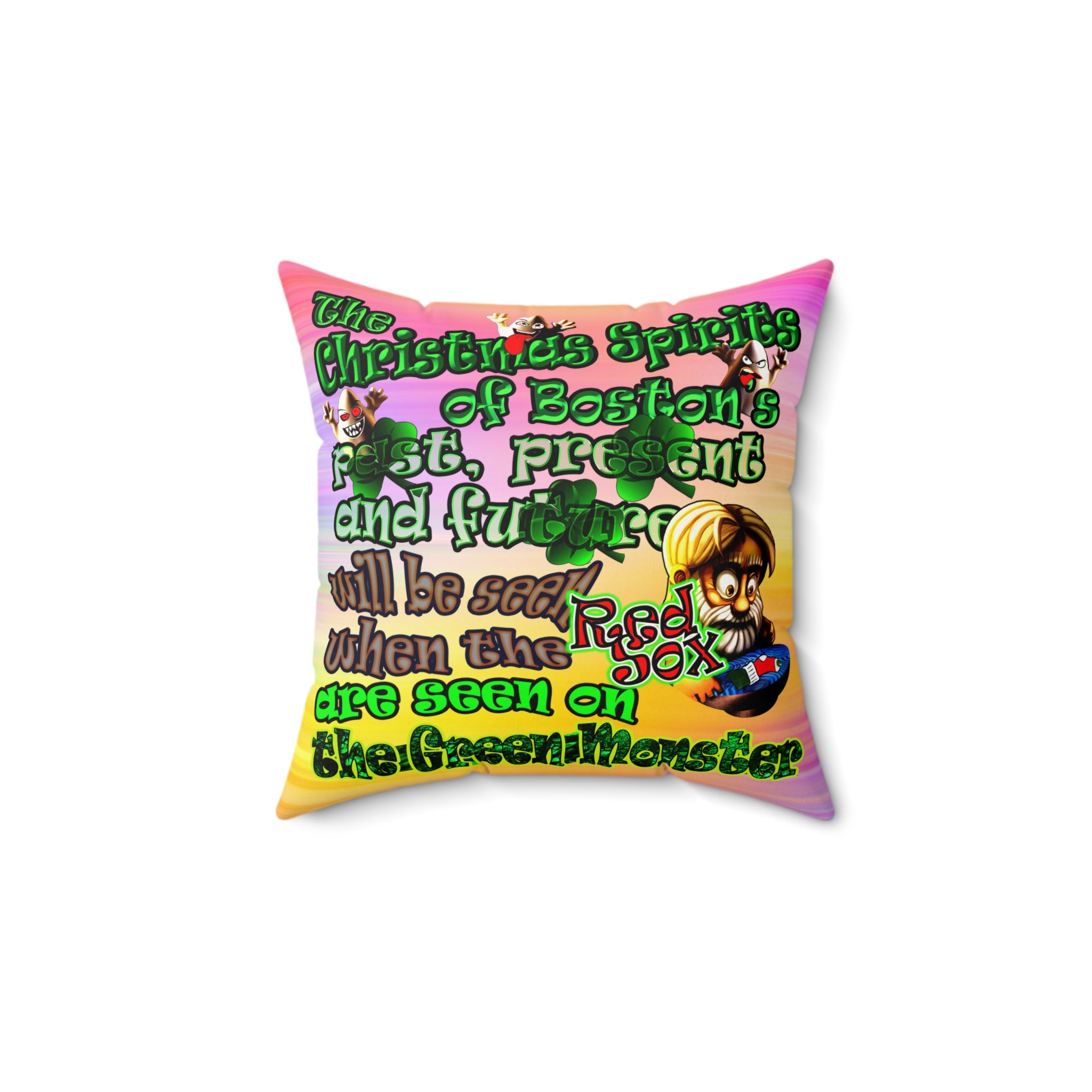 christmas spirits of boston - Faux Suede Square Pillow - (color blur)