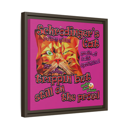 schrodinger's cat - framed canvas art (pink)