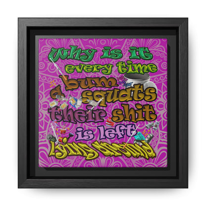 the bum's shit - framed canvas art (pink swirl)