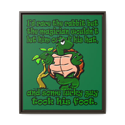 turtle race - framed canvas art (dark green)