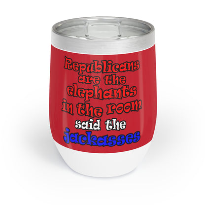 donkeys and elephants - Chill Wine Tumbler (dark red)