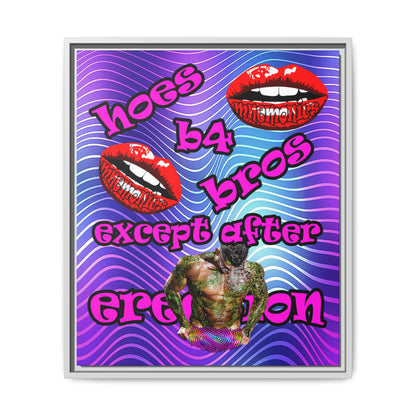 hoes b4 bros - framed canvas art (purple wave)
