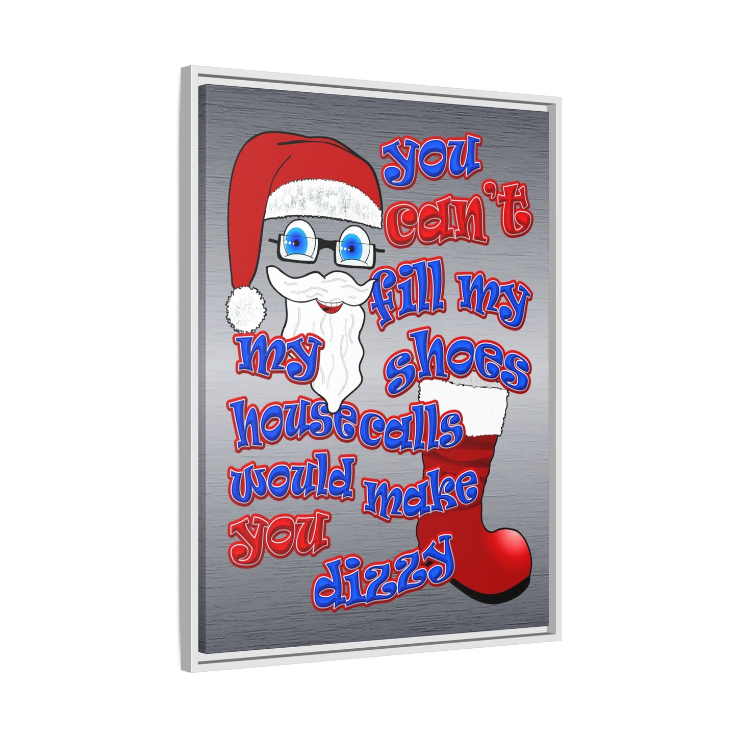 santa's shoes - framed canvas art (brushed nickel)