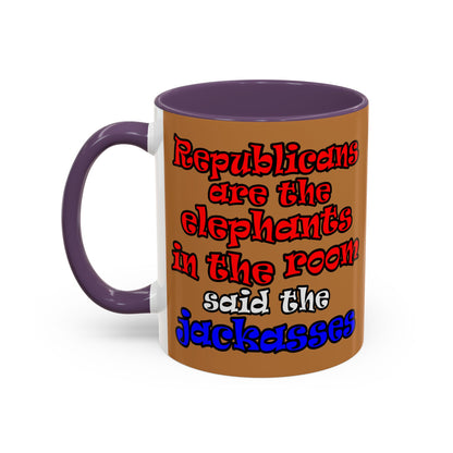 donkeys and elephants - Accent Mug (light brown)