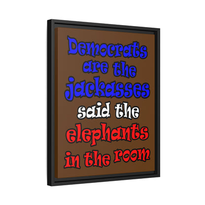 donkeys and elephants - framed canvas art (brown)