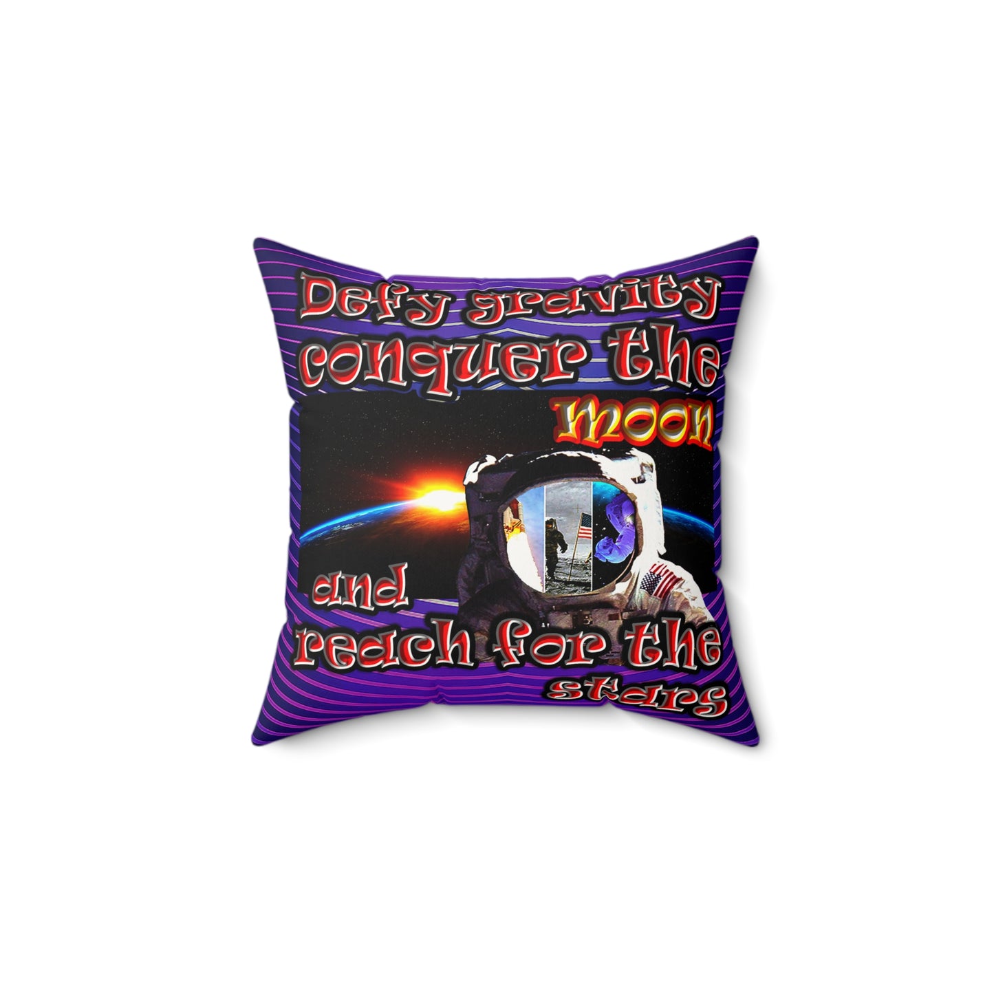 defy conquer reach - Faux Suede Square Pillow - (purple wave)