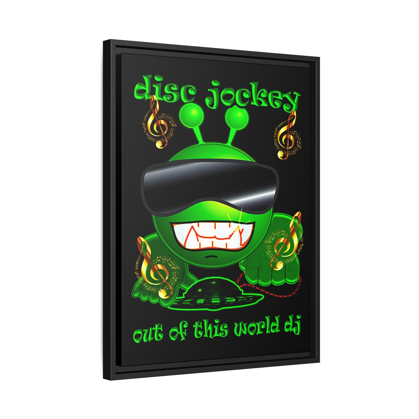 disc jockey - framed canvas art (black)