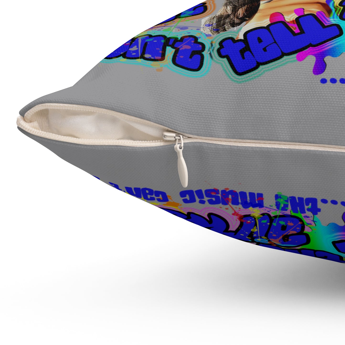 drop the beat - Spun Polyester Square Pillow - (grey)