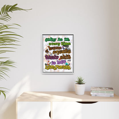 the bum's shit - framed canvas art (white marble)