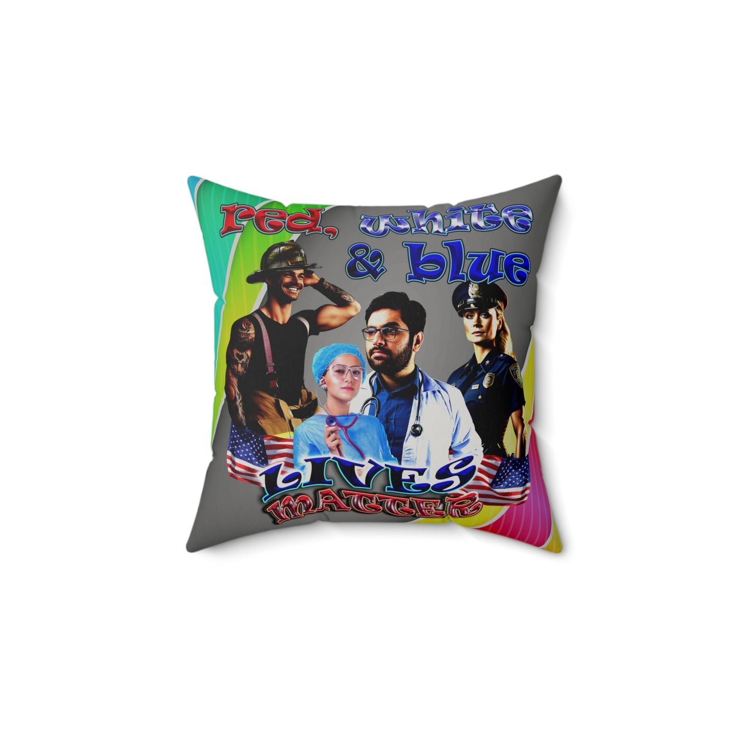 rw&b lives matter - Faux Suede Square Pillow - (rainbow split)