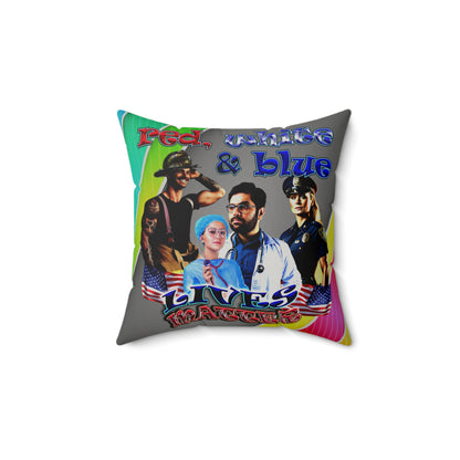 rw&b lives matter - Faux Suede Square Pillow - (rainbow split)