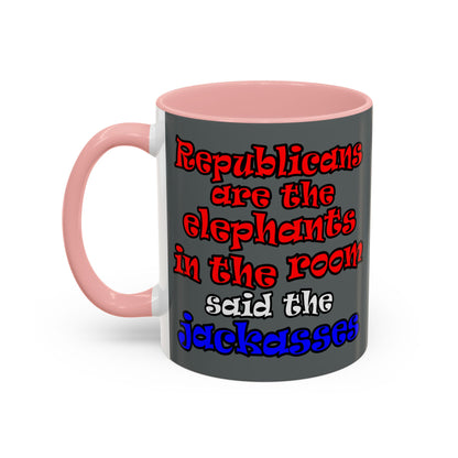 donkeys and elephants - Accent Mug (dark grey)
