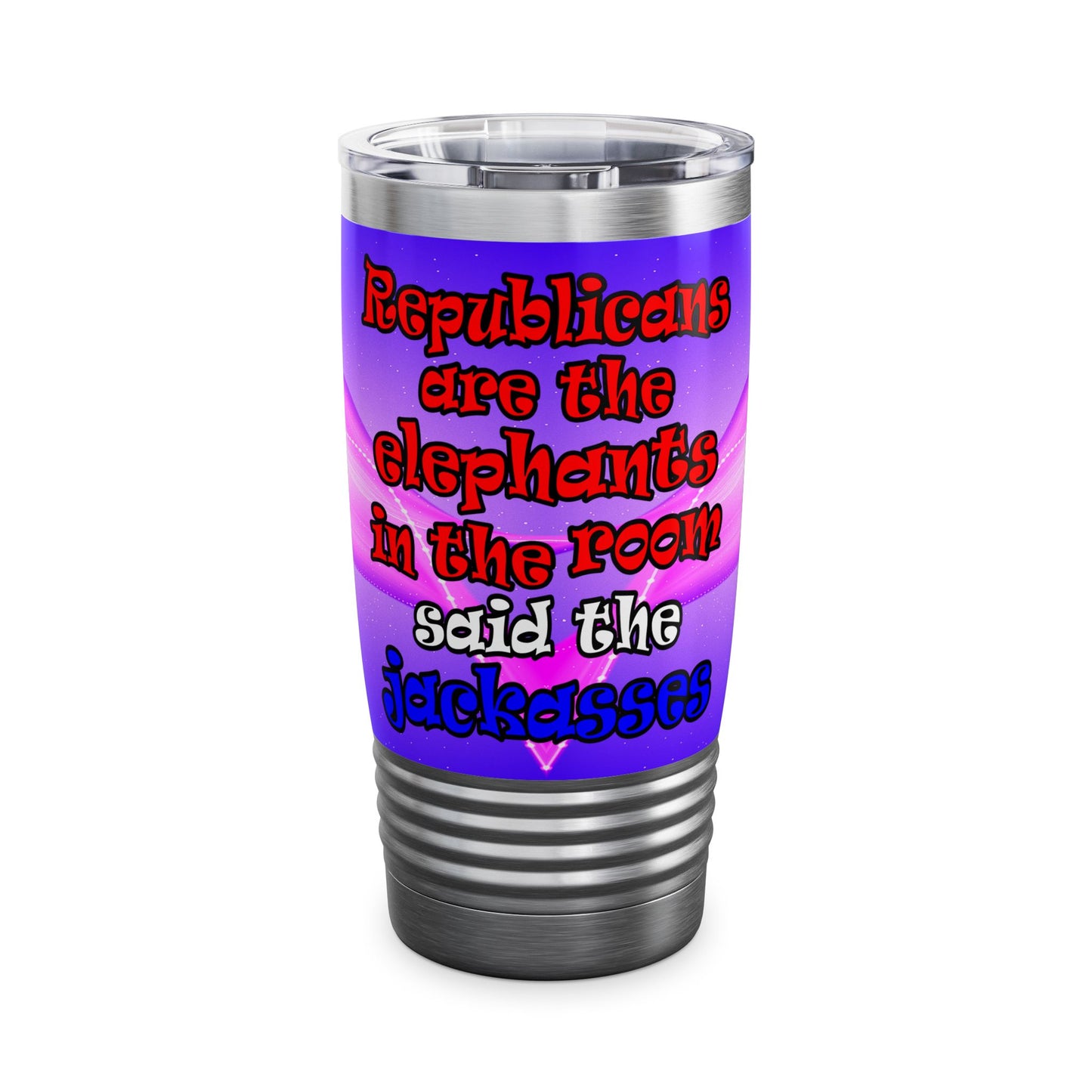 donkeys and elephants - Ringneck Tumbler, 20oz (purple-pink wave)