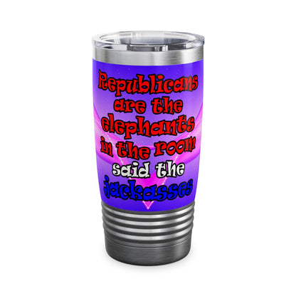 donkeys and elephants - Ringneck Tumbler, 20oz (purple-pink wave)