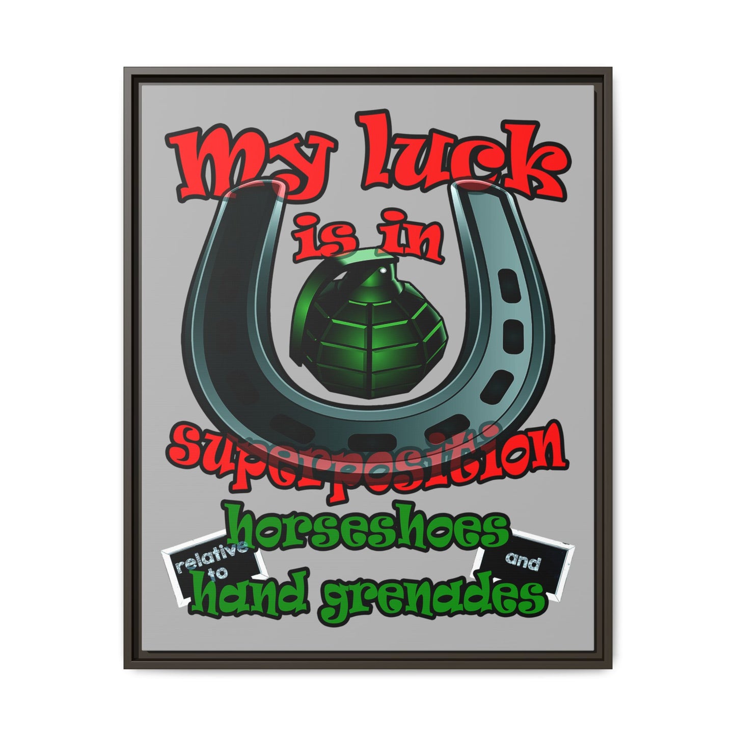 my luck - framed canvas art (light grey)