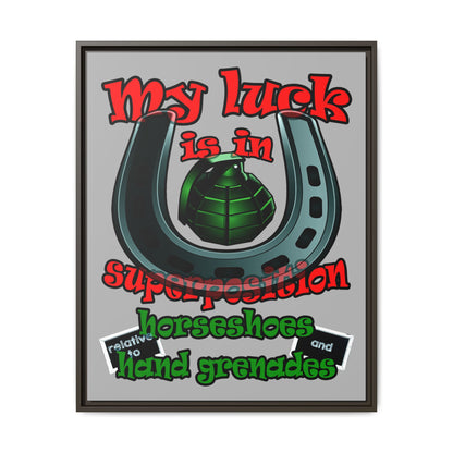 my luck - framed canvas art (light grey)
