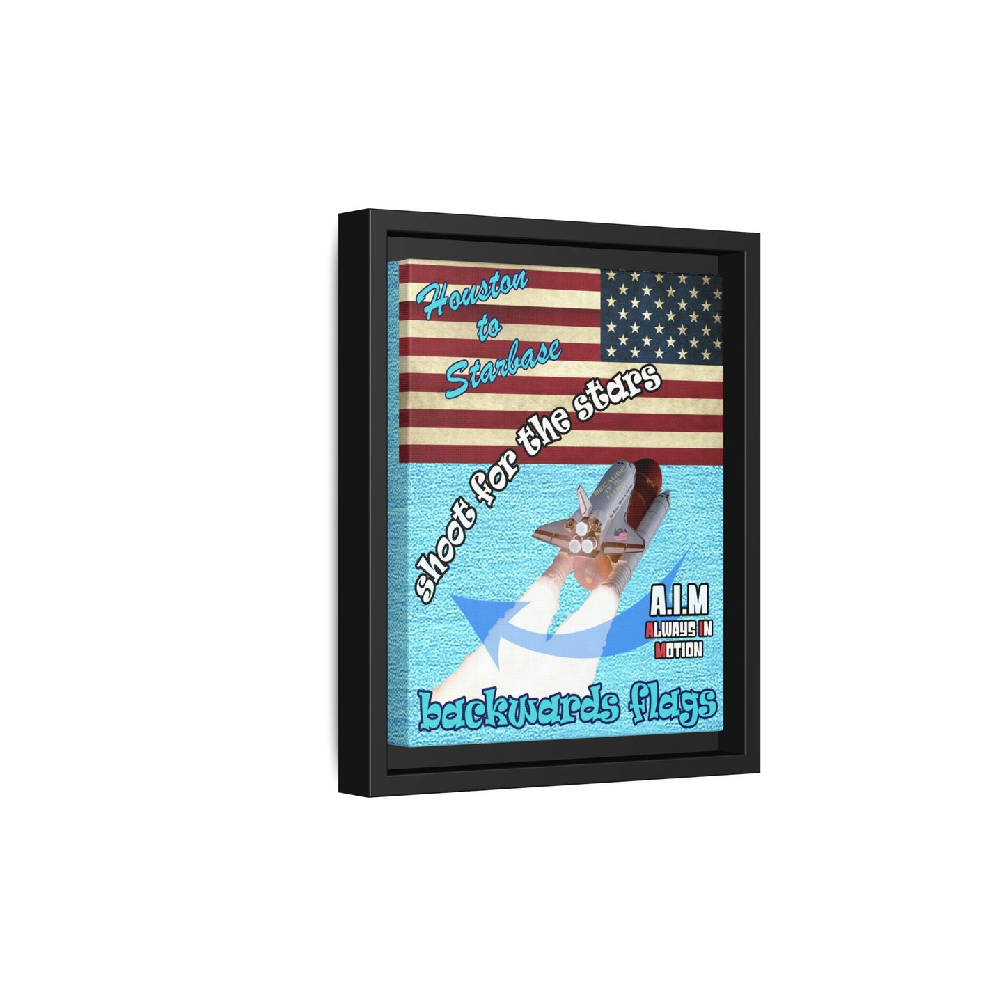 shoot for the stars - framed canvas art (faded blue)