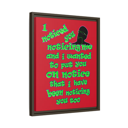 noticed you noticing - framed canvas art (dark red)