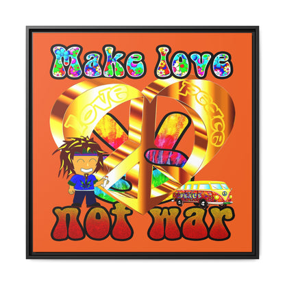 love peace - framed canvas art (orange)