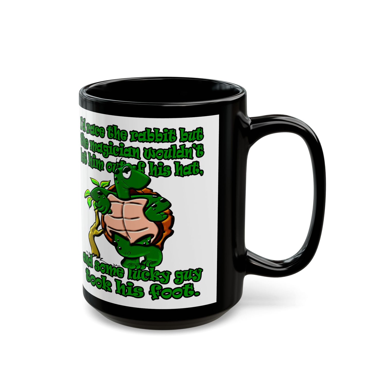 turtle race - Black Mug (white)