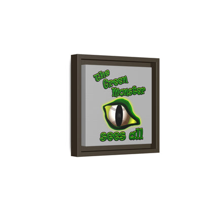 green monster - framed canvas art (light grey)