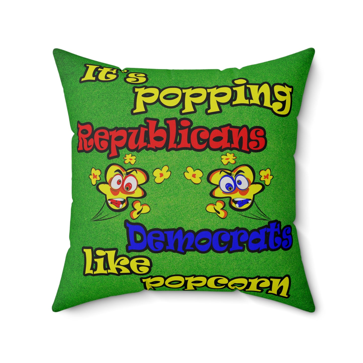 popping like popcorn - Spun Polyester Square Pillow - (green turf)