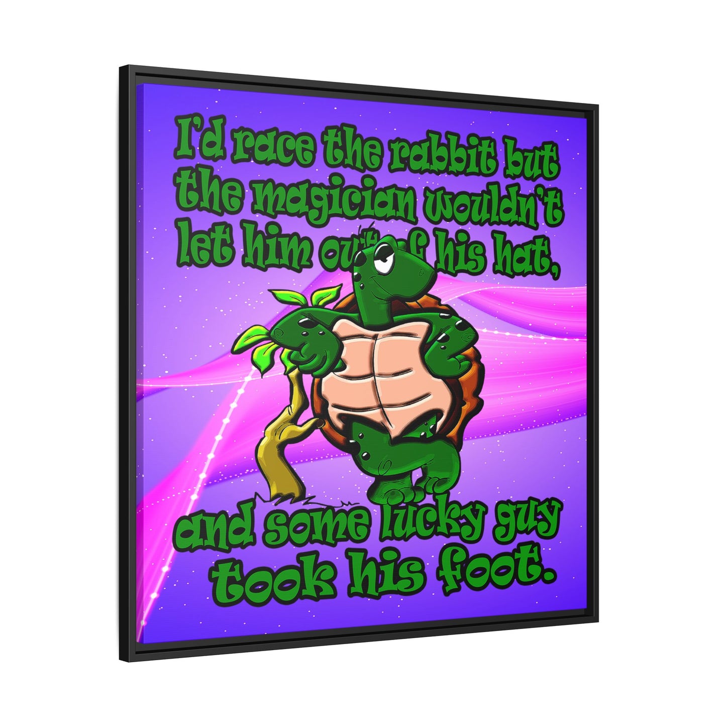 turtle race - framed canvas art (purple-pink wave)
