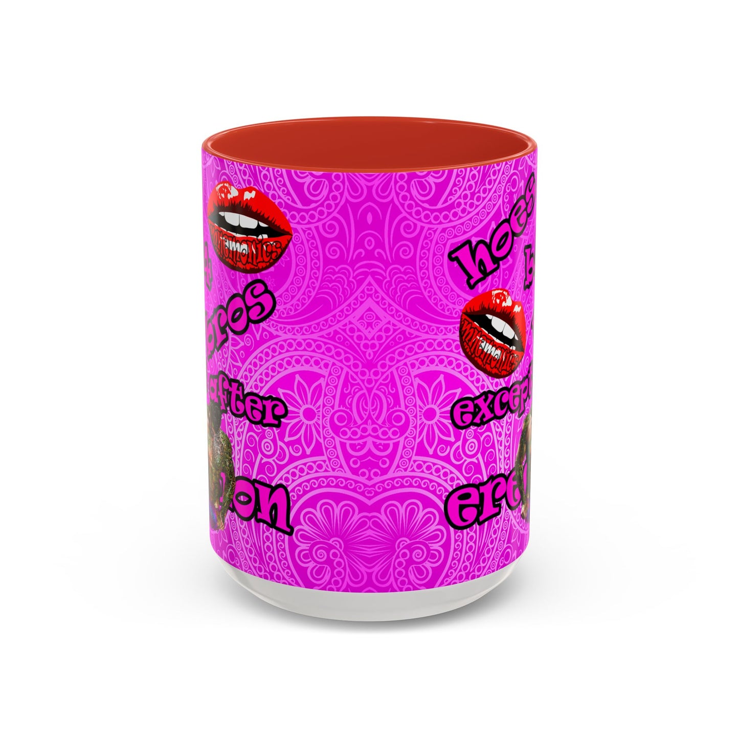 hoes b4 bros - Accent Mug (pink swirl)