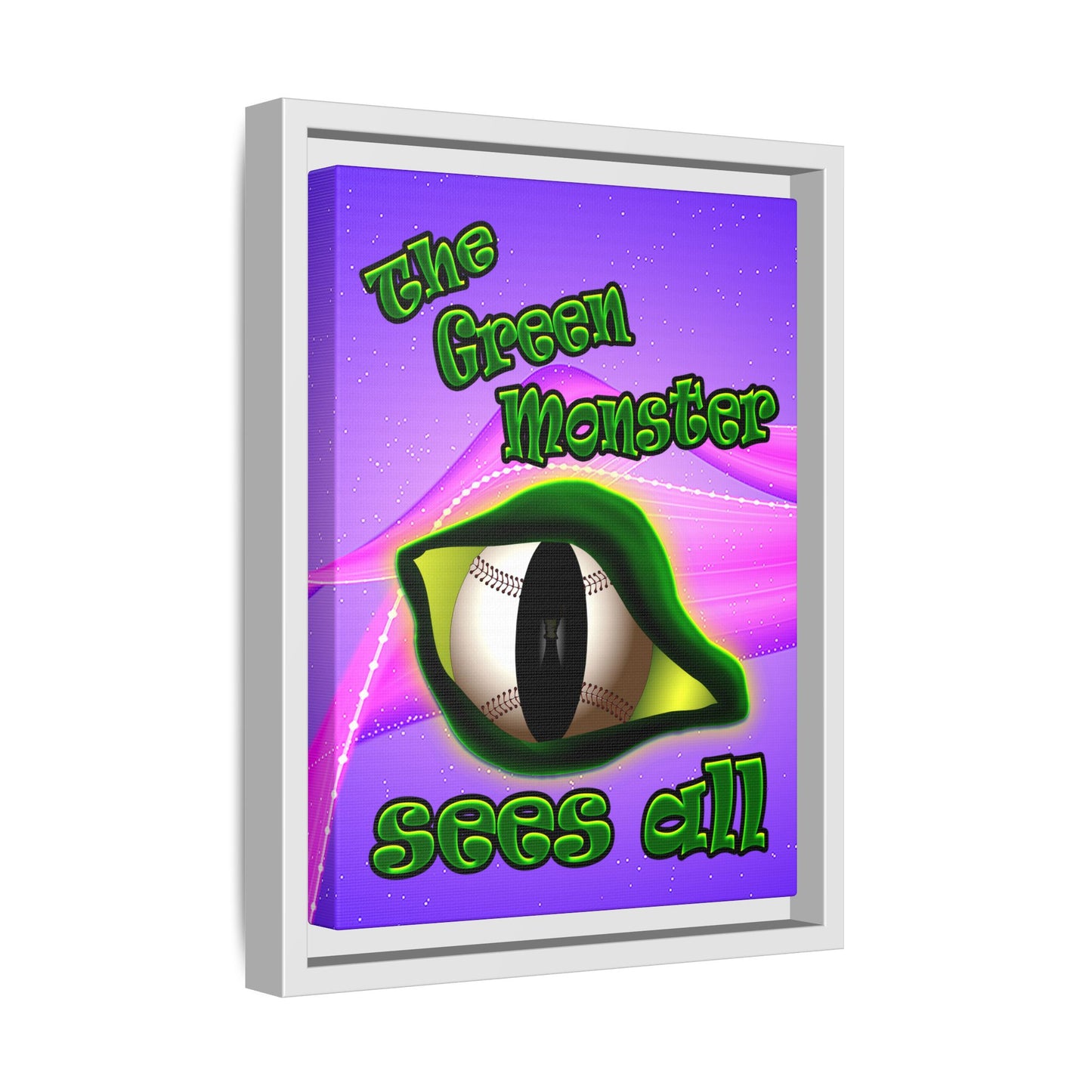 green monster - framed canvas art (purple-pink wave)