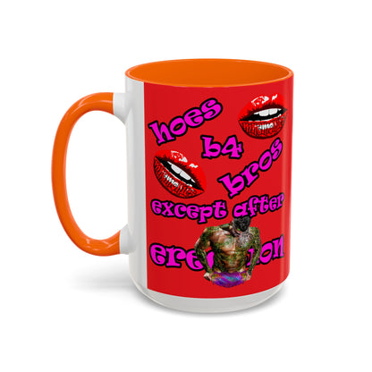 hoes b4 bros - Accent Mug (red)