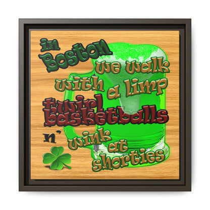 celtics logo - framed canvas art (butterscotch wood finish)