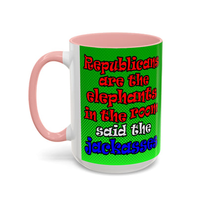 donkeys and elephants - Accent Mug (logo green)
