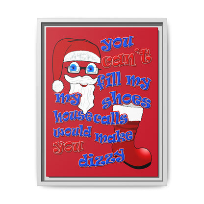 santa's shoes - framed canvas art (dark red)