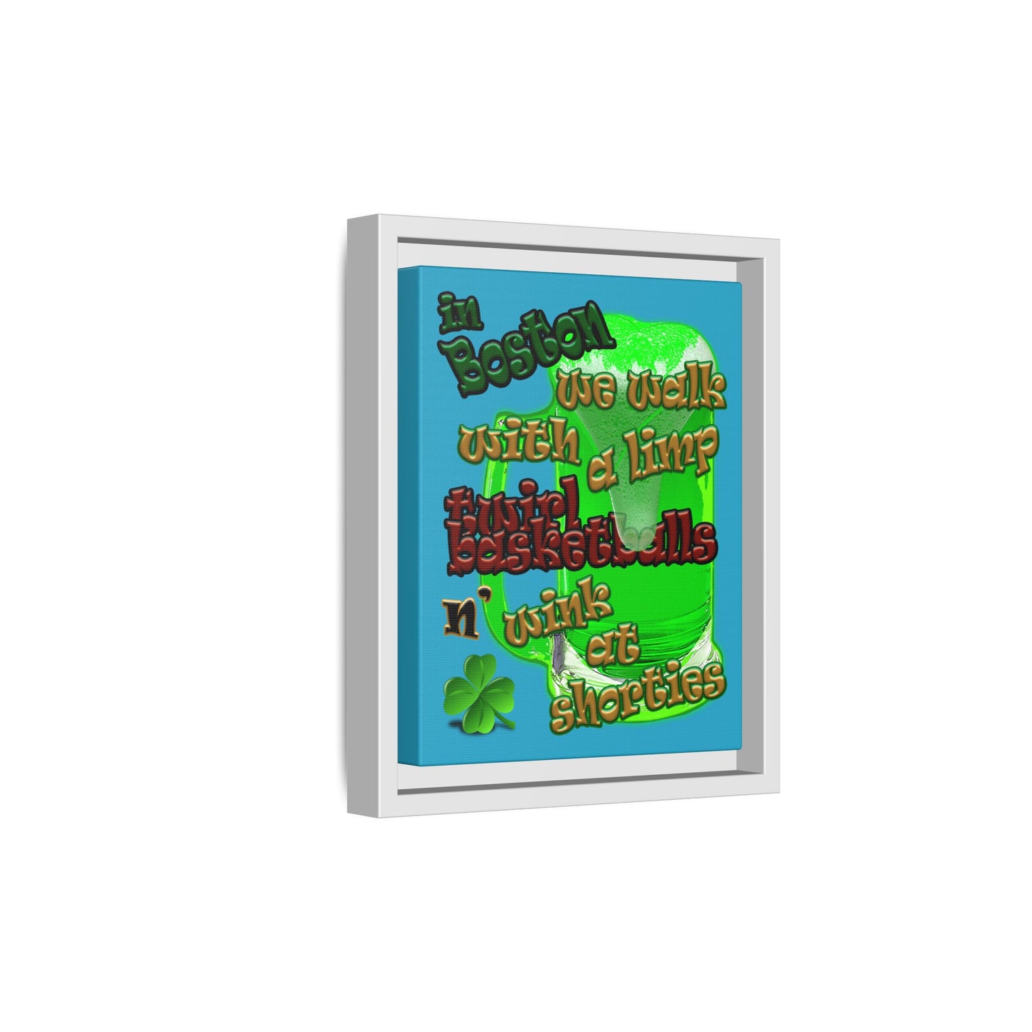 celtics logo - framed canvas art (turquoise)