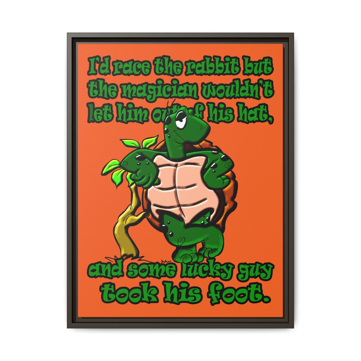 turtle race - framed canvas art (orange)