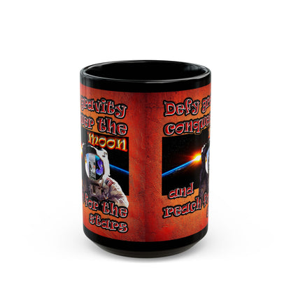 defy conquer reach - Black Mug (burnt orange)