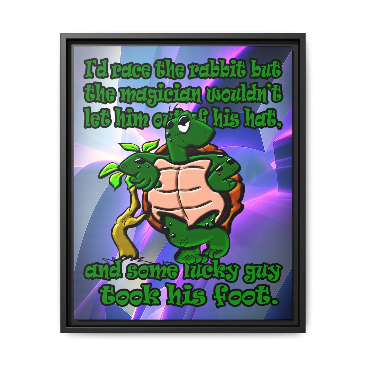 turtle race - framed canvas art (grey-pink wave)