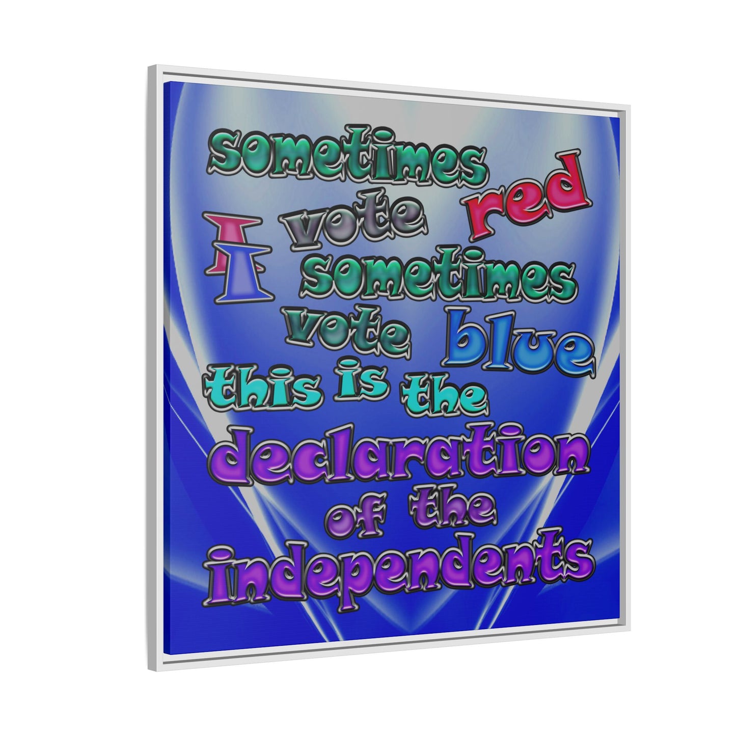 declaration of the independents - framed canvas art (blue-white wave)