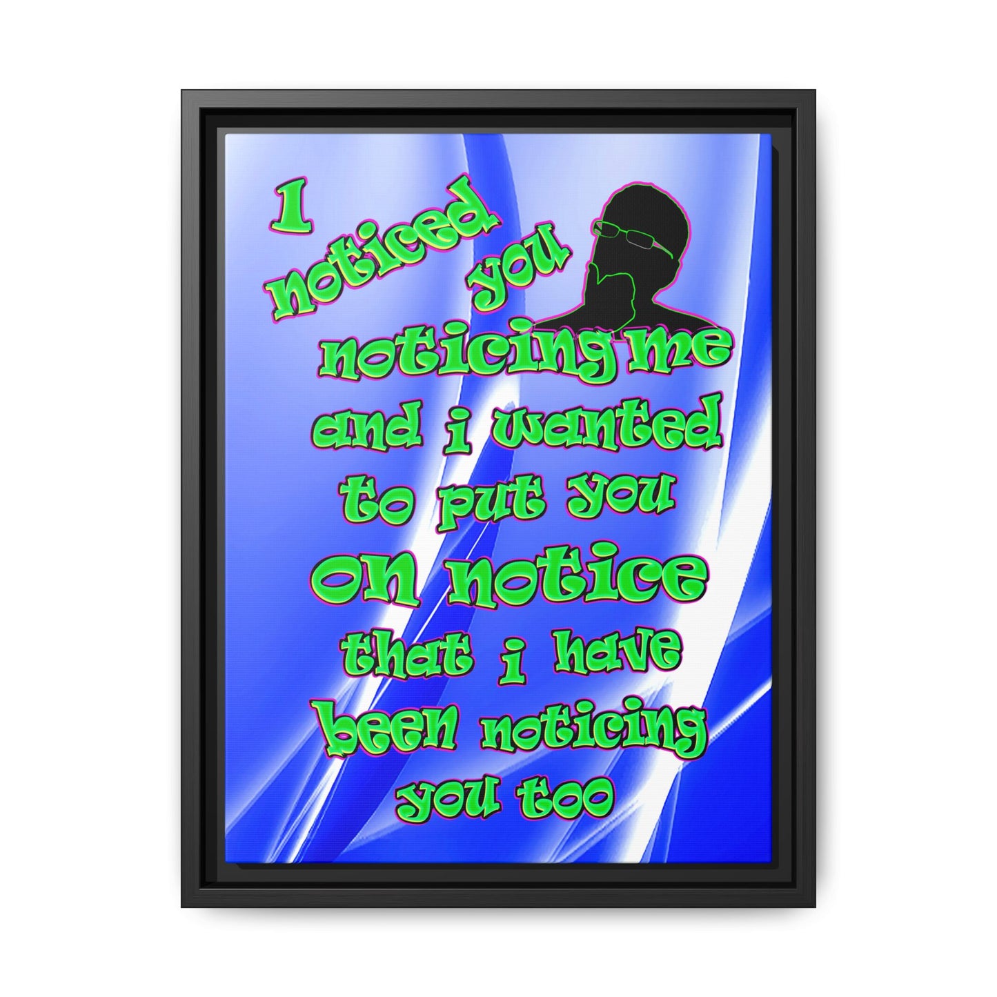 noticed you noticing - framed canvas art (blue-white wave)