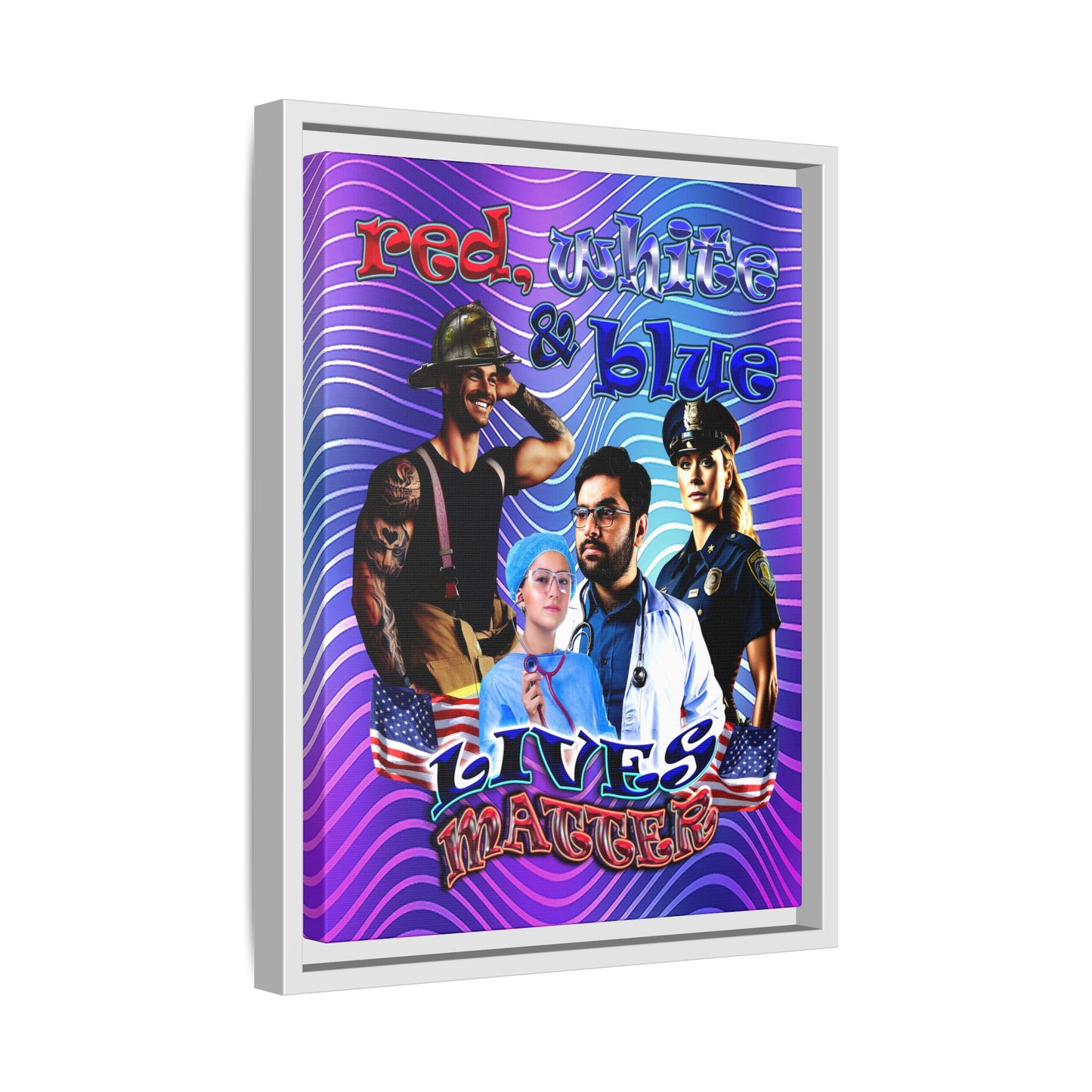 rw&b lives matter - framed canvas art (purple wave)