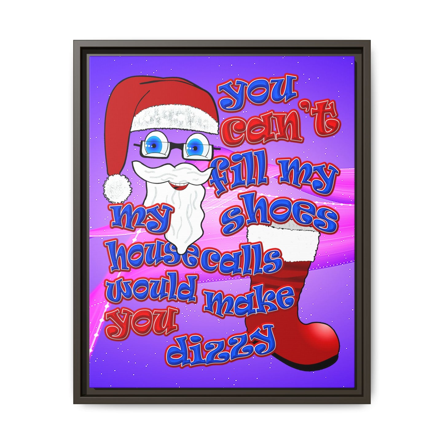 santa's shoes - framed canvas art (purple-pink wave)