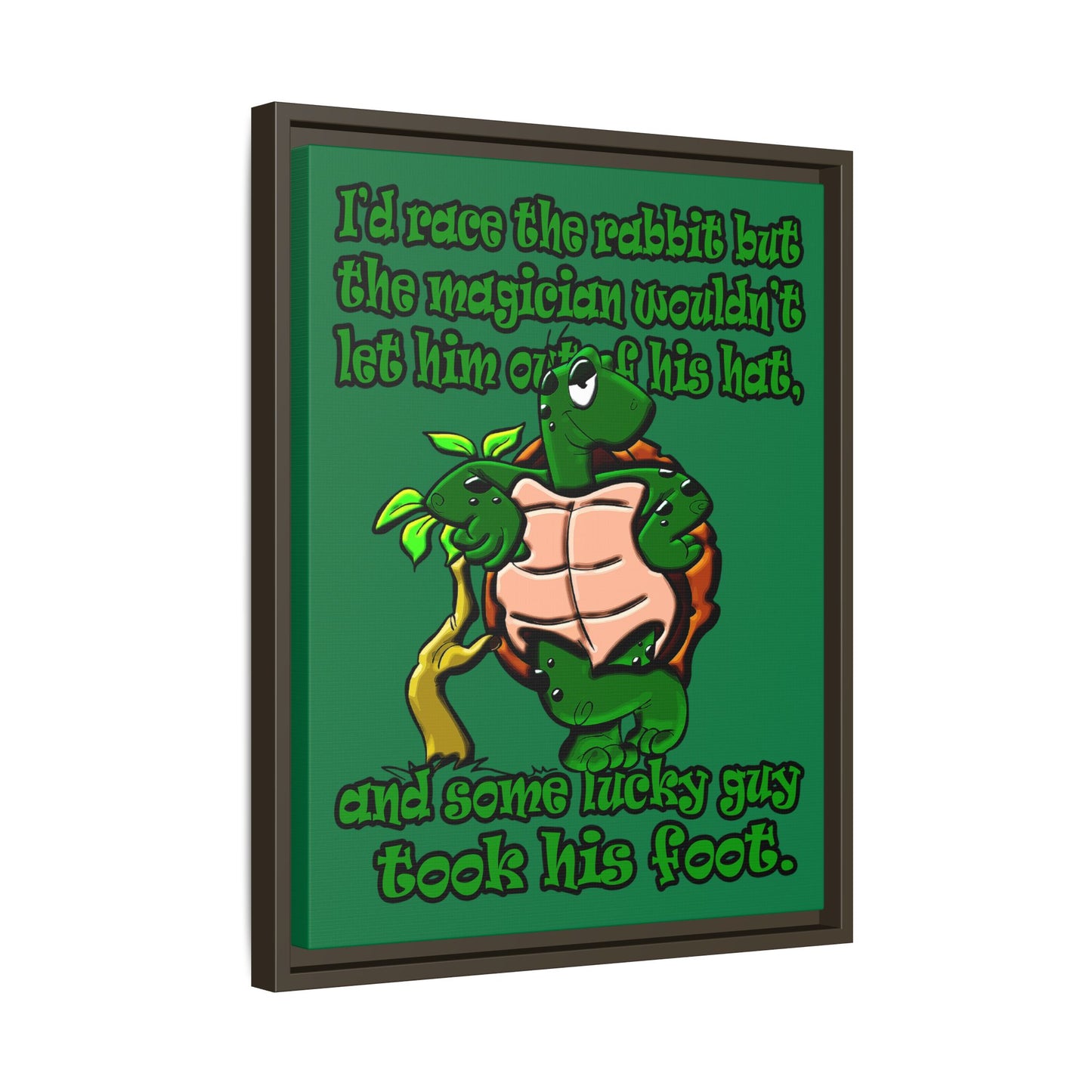 turtle race - framed canvas art (dark green)