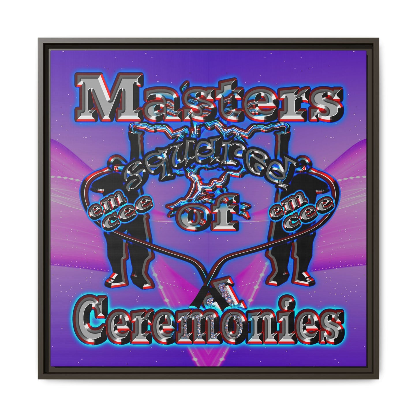em cee squared - framed canvas art (purple-pink wave)
