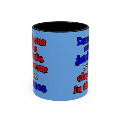 donkeys and elephants - Accent Mug (light blue)