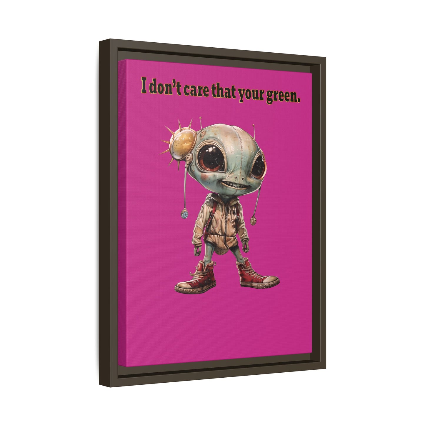 I don't care that your green - framed canvas art (pink)
