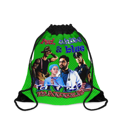 rw&b lives matter - Drawstring Bag (logo green)