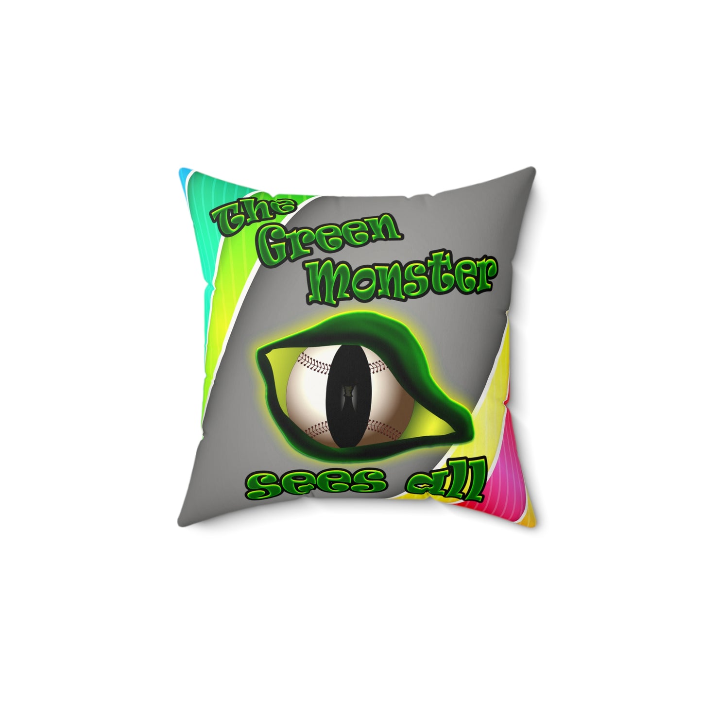 green monster - Faux Suede Square Pillow - (rainbow split)