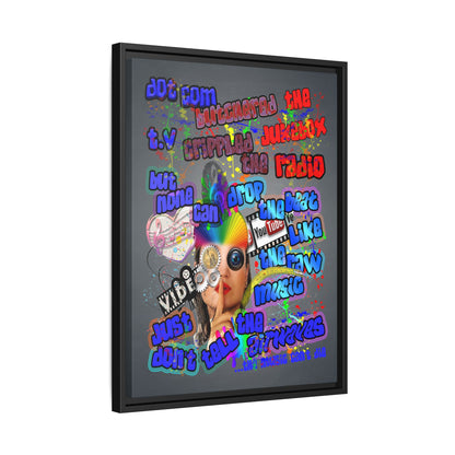 drop the beat - framed canvas art (grey-light grey)