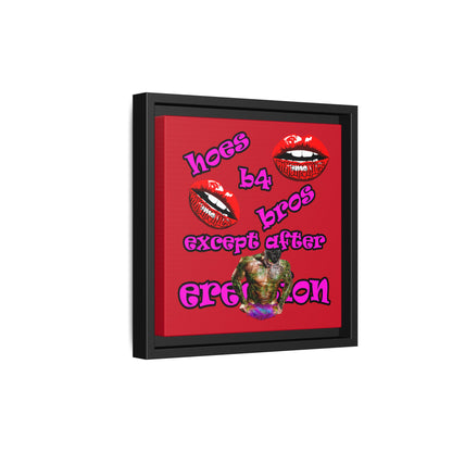 hoes b4 bros - framed canvas art (dark red)